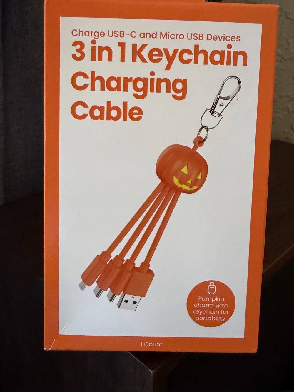 3-in-1 Keychain Charging Cable - Orange